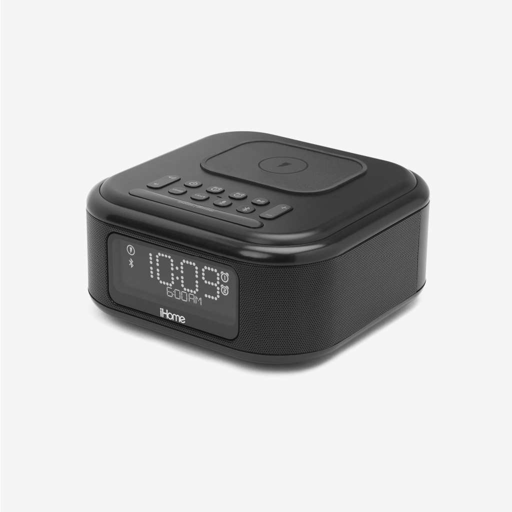 [TA-9228BT-BK] Teleadapt iHome iBTW23 Alarm Clock with Wireless Charging, Bluetooth Speaker and USB Charger