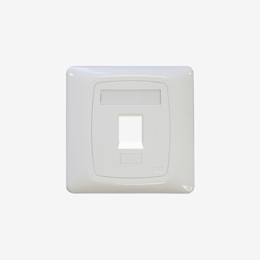 Corning 1 Port UK Faceplate with Shutter White
