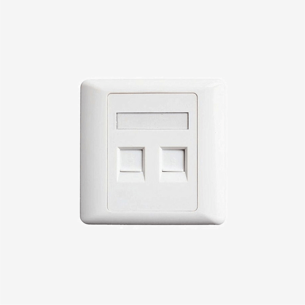 Corning 2 Port UK Faceplate with Shutter White