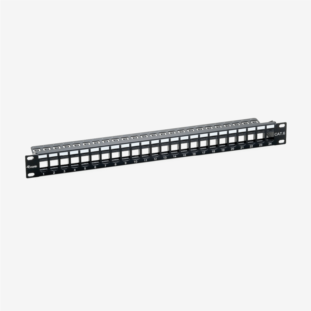 [769224] Equip - Cat6 Patch Panel for 24 Keystone Jacks, unshielded, black