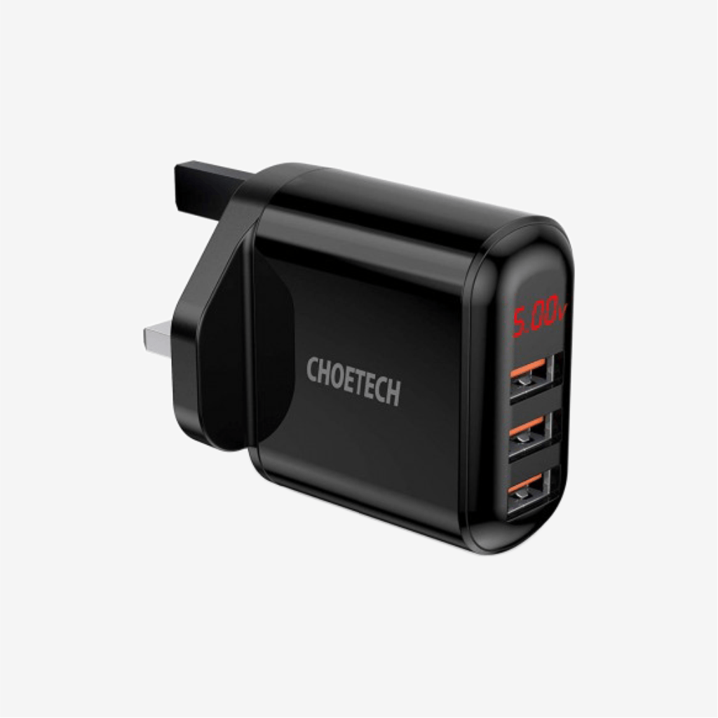 [Q5009-UK] Choetech 17W 3-Port USB Charger Adapter with Digital Display