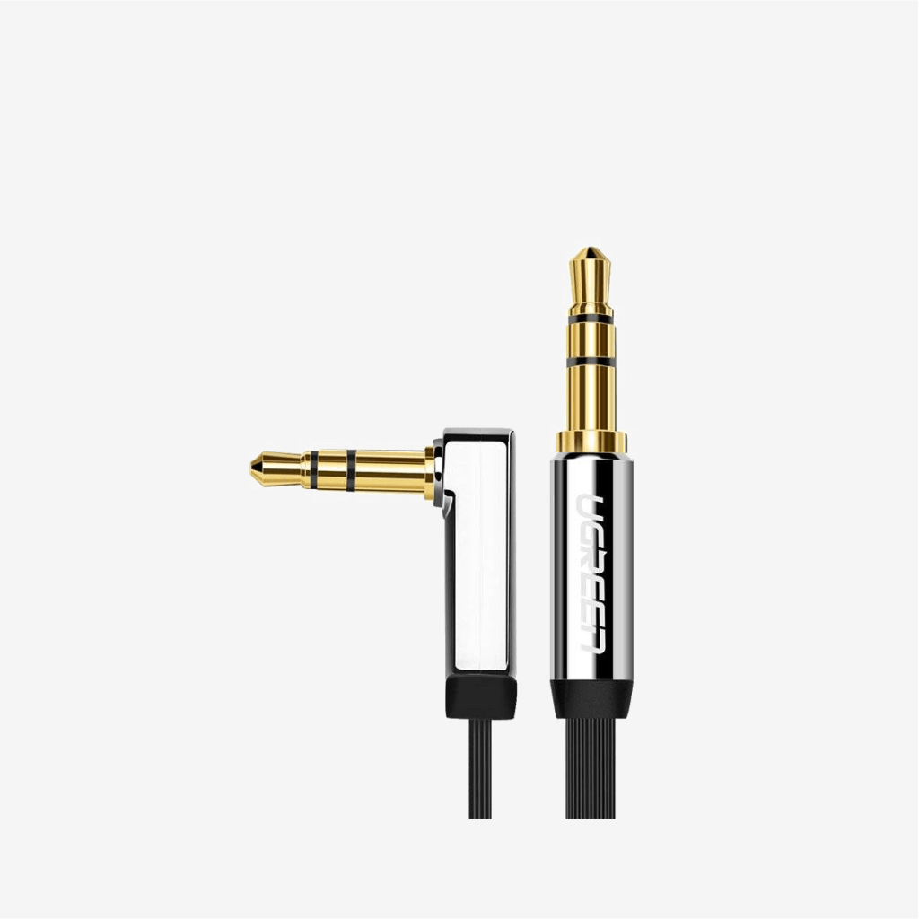 [10597] Ugreen 3.5mm to 3.5mm Straight to angle flat Audio Cable 1m (Black)