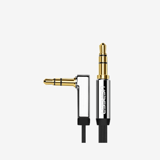Ugreen 3.5mm to 3.5mm Straight to angle flat Audio Cable 1m (Black)