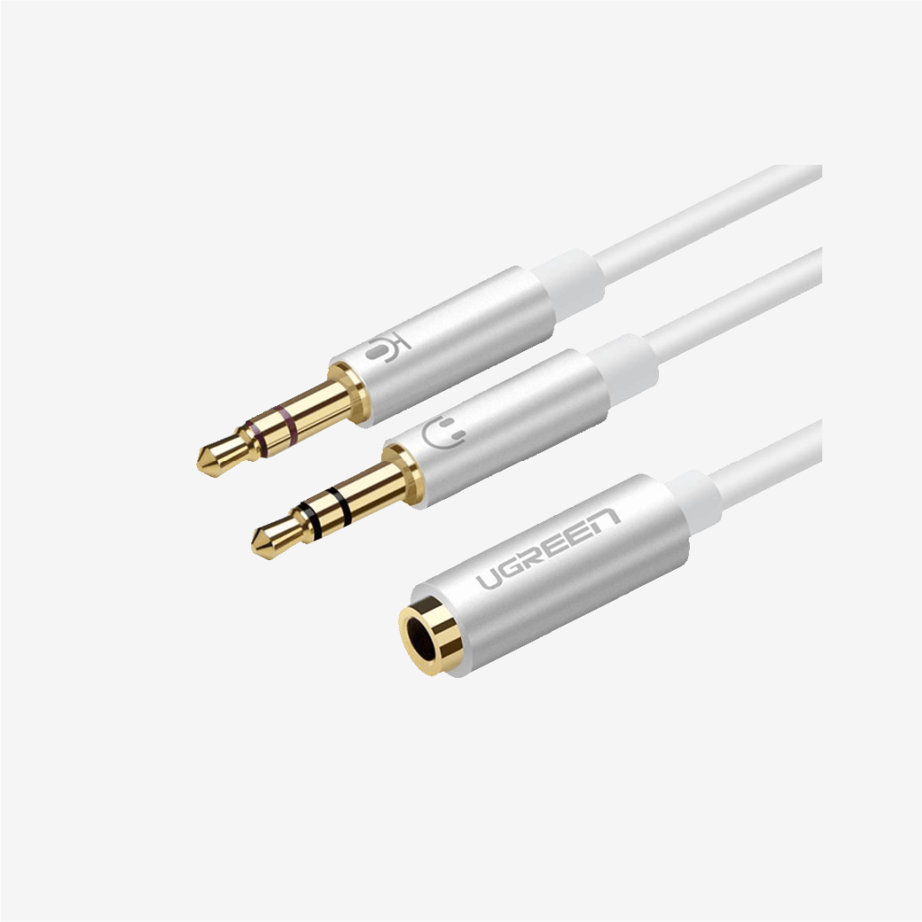 [20897] Ugreen 3.5mm Female to 2 Male Audio Cable ABS Case (White)
