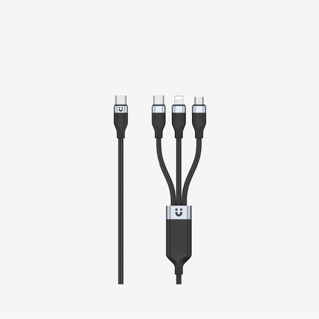 [C14101BK-1.5M] Unitek 3-in-1 Multi Fast Charging Cable 1.5M (USB-C to USB-C/MicroUSB/Lightning)