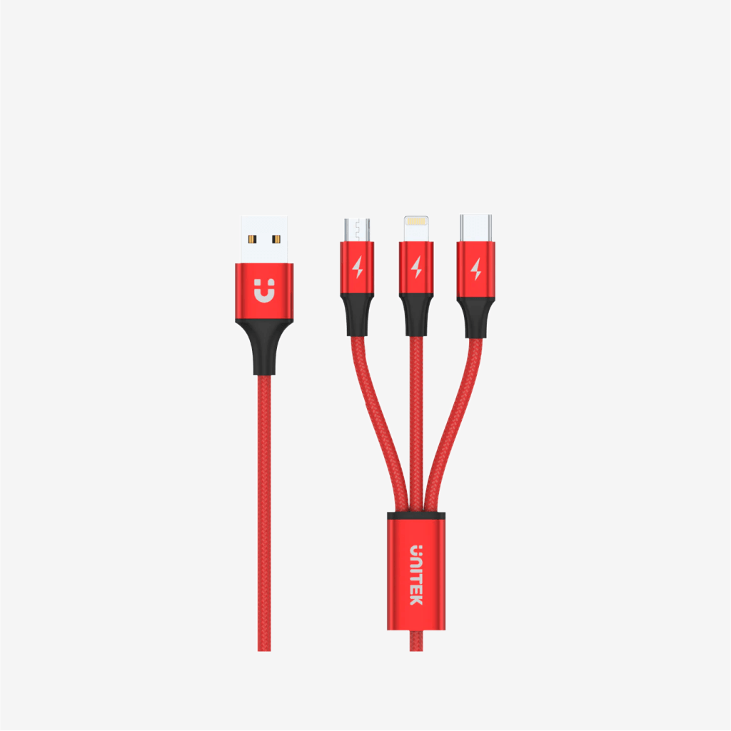 [C4049RD] Unitek 3-in-1 Multi Charging Cable 1.2M (USB-A to USB-C/MicroUSB/Lightning)