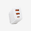 Baseus 30W 3-Port 2xUSB + Type-C PD Fast Charger Adapter White