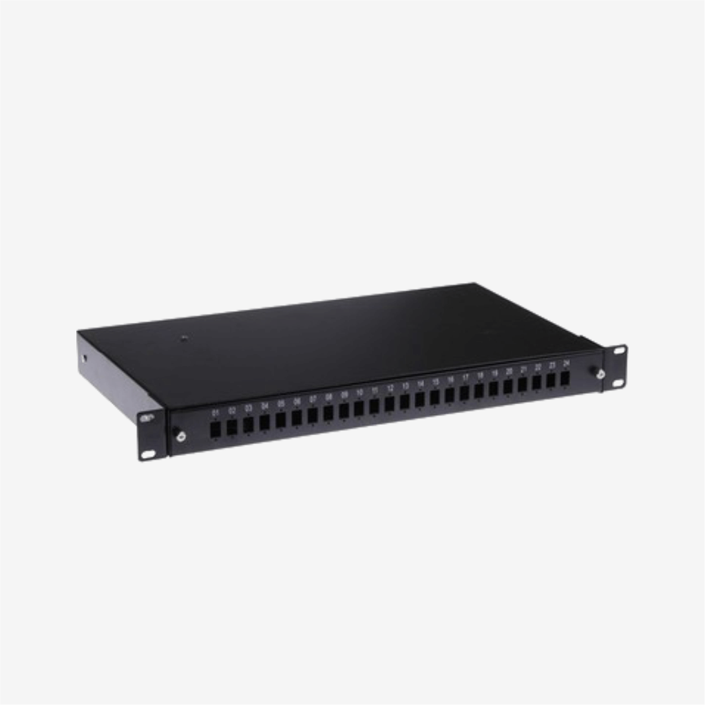 Sopto - Terminal Box Indoor 19inch rack fixed 24 ports Duplex SC type without adaptors , pigtails and splitter Cold rolled steel type B