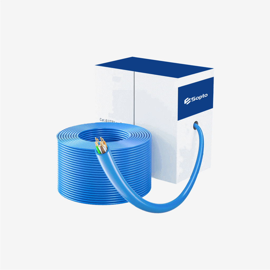 [SPLC-6U-24-305SV-Blue] Sopto - LAN cable Cat6 , PVC , Solid Pure Copper 24AWG Unshielded twisted paired blue 305m HSYV6