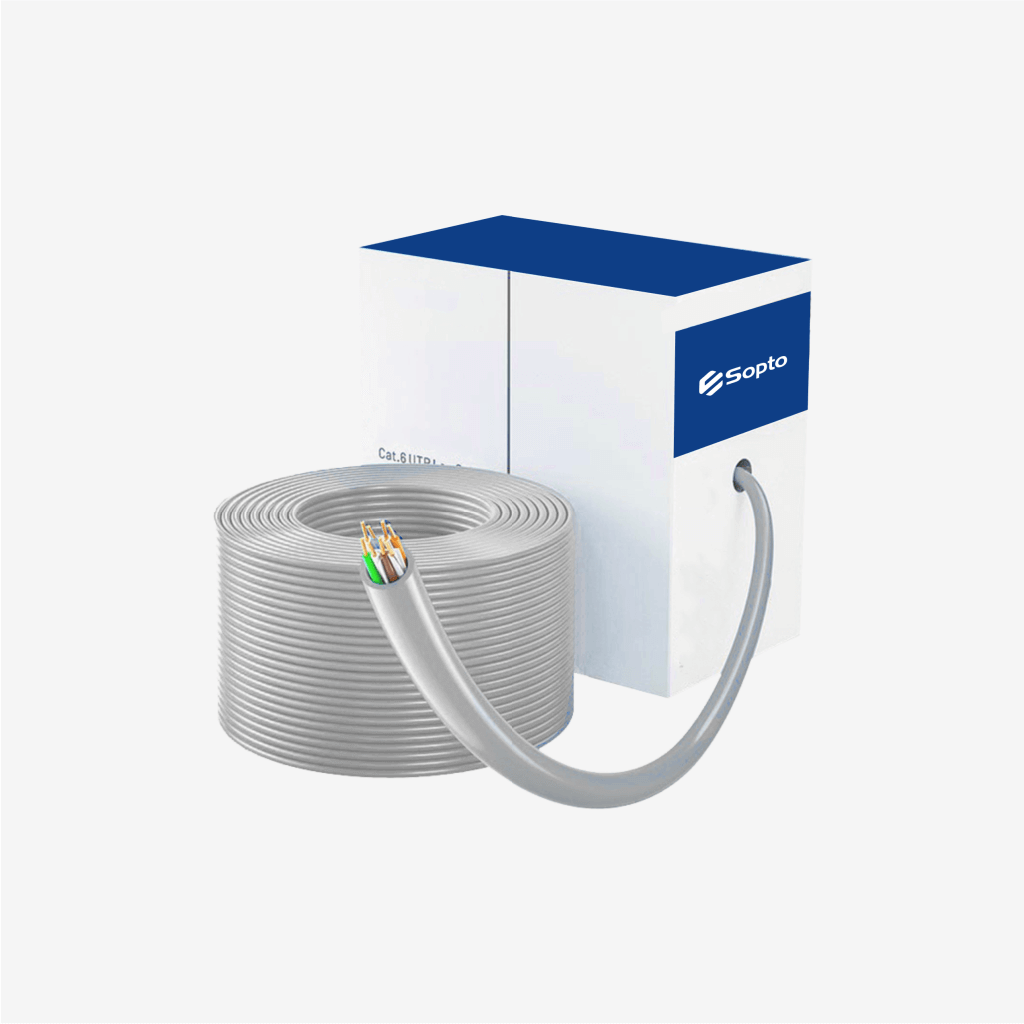 [SPLC-6U-24-305SV-Grey] Sopto - LAN cable Cat6 , PVC , Solid Pure Copper 24AWG Unshielded twisted paired Grey 305m  HSYV6
