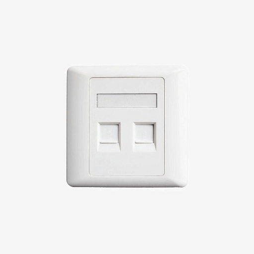Corning 2 Port UK Faceplate with Shutter White
